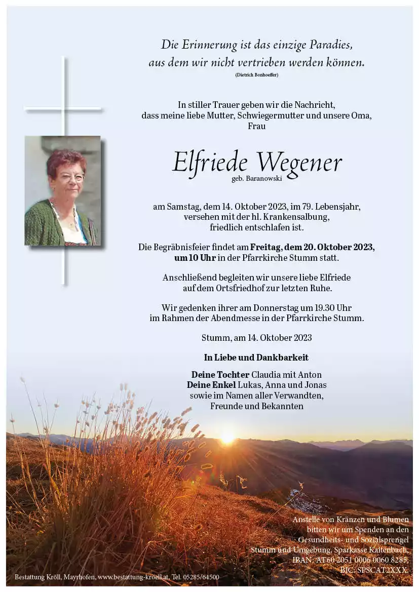 Parte von Elfriede Wegener